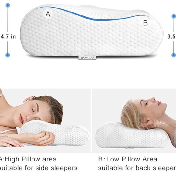 Wonwo Memory Foam Pillow, Bed Pillow for Side, Back, Stomach Sleepers Cervical - Picture 3 of 5